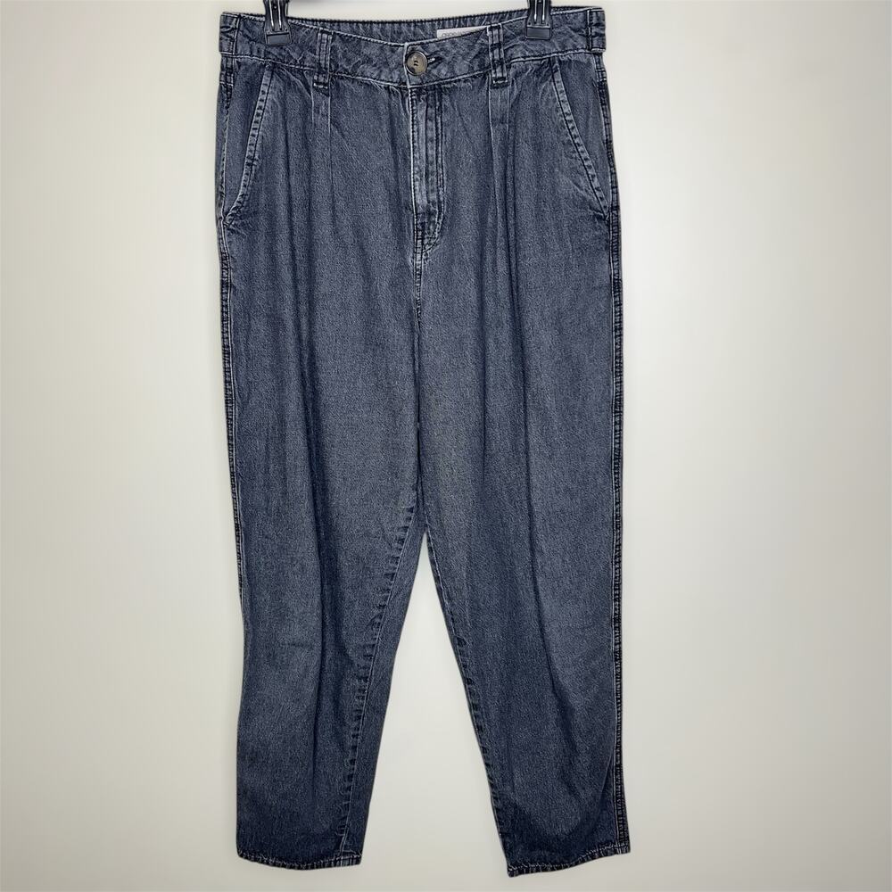 ASOS Jeans 32 Womens Pleated Front Tapered Denim Ankle Gray Wash High Rise Zip